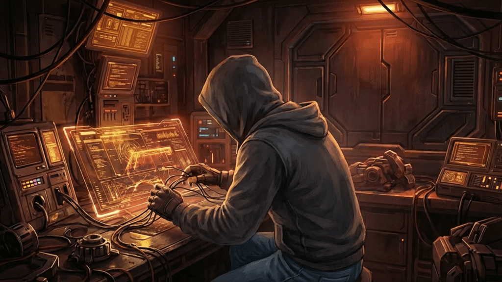 Fictional character solving problems on the go